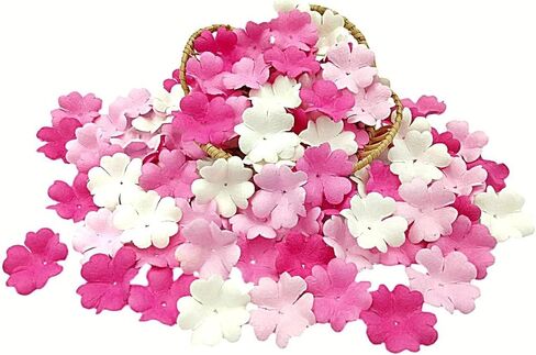 HukDok Artificial Flower Petals Mulberry Paper Flowers for DIY Crafts Scrapbooking Embellishment Wedding Doll House Supplies Card Mini Paper Flowers. (Assorted Colors) in Saudi Arabia