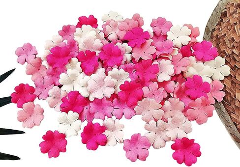 HukDok Artificial Flower Petals Mulberry Paper Flowers for DIY Crafts Scrapbooking Embellishment Wedding Doll House Supplies Card Mini Paper Flowers. (Assorted Colors) in Saudi Arabia