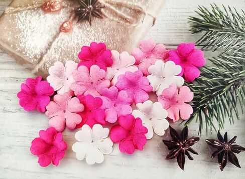 HukDok Artificial Flower Petals Mulberry Paper Flowers for DIY Crafts Scrapbooking Embellishment Wedding Doll House Supplies Card Mini Paper Flowers. (Assorted Colors) in Saudi Arabia