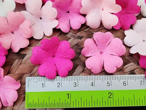 HukDok Artificial Flower Petals Mulberry Paper Flowers for DIY Crafts Scrapbooking Embellishment Wedding Doll House Supplies Card Mini Paper Flowers. (Assorted Colors) in Saudi Arabia