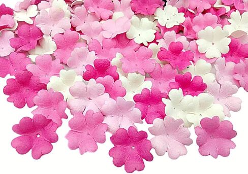 HukDok Artificial Flower Petals Mulberry Paper Flowers for DIY Crafts Scrapbooking Embellishment Wedding Doll House Supplies Card Mini Paper Flowers. (Assorted Colors) in Saudi Arabia