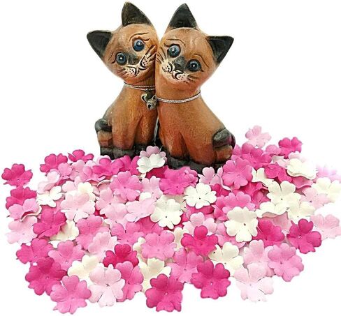 HukDok Artificial Flower Petals Mulberry Paper Flowers for DIY Crafts Scrapbooking Embellishment Wedding Doll House Supplies Card Mini Paper Flowers. (Assorted Colors) in Saudi Arabia