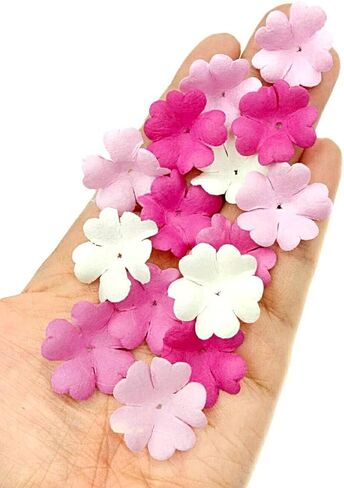 HukDok Artificial Flower Petals Mulberry Paper Flowers for DIY Crafts Scrapbooking Embellishment Wedding Doll House Supplies Card Mini Paper Flowers. (Assorted Colors) in Saudi Arabia