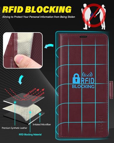 حافظة محفظة TUCCH لهاتف Galaxy S23 Ultra 5G، [جراب داخلي مقاوم للصدمات من مادة TPU] مسند [محجب RFID] فتحة بطاقة، غطاء فوليو من جلد البولي يوريثان المغناطيسي متوافق مع هاتف Galaxy S23 Ultra 5G 6.8 بوصة 2023، أسود in Kuwait