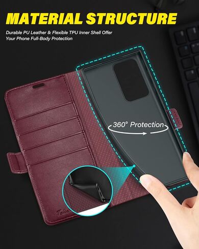 حافظة محفظة TUCCH لهاتف Galaxy S23 Ultra 5G، [جراب داخلي مقاوم للصدمات من مادة TPU] مسند [محجب RFID] فتحة بطاقة، غطاء فوليو من جلد البولي يوريثان المغناطيسي متوافق مع هاتف Galaxy S23 Ultra 5G 6.8 بوصة 2023، أسود in Kuwait