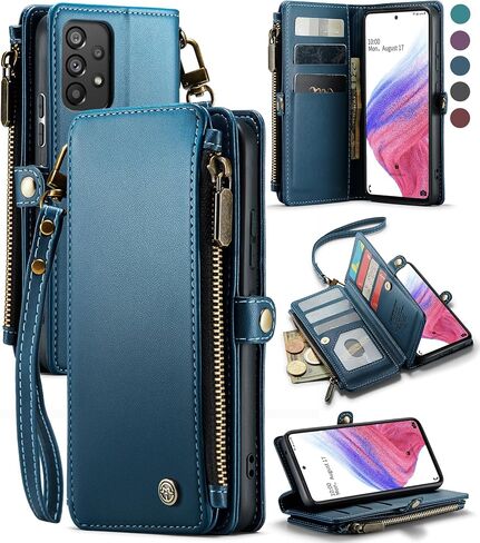 حافظة Defencase لهاتف Samsung Galaxy A53 5G، 【RFID Blocking】 حافظة لهاتف Samsung A53 5G محفظة للنساء والرجال، حافظة هاتف من جلد البولي يوريثان بحزام قلاب مغناطيسي وسحاب وحامل بطاقات لهاتف Galaxy A53 5G، أرجواني in Saudi Arabia