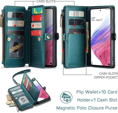 حافظة Defencase لهاتف Samsung Galaxy A53 5G، 【RFID Blocking】 حافظة لهاتف Samsung A53 5G محفظة للنساء والرجال، حافظة هاتف من جلد البولي يوريثان بحزام قلاب مغناطيسي وسحاب وحامل بطاقات لهاتف Galaxy A53 5G، أرجواني in Saudi Arabia