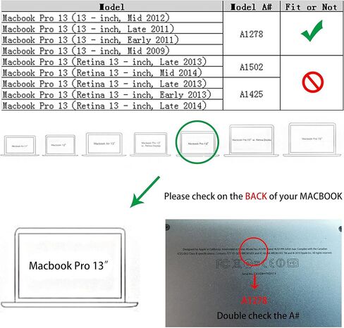 Ruban Case for MacBook Pro 13 A1278 Release 2012-2008, Matte Plastic Hard Shell Cover for MacBook Pro 13.3 inch with CD-ROM (Black) in Saudi Arabia