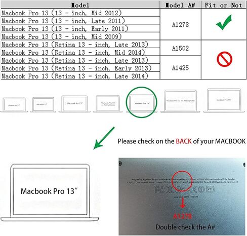 Ruban Case for MacBook Pro 13 A1278 Release 2012-2008, Matte Plastic Hard Shell Cover for MacBook Pro 13.3 inch with CD-ROM (Black) in Saudi Arabia