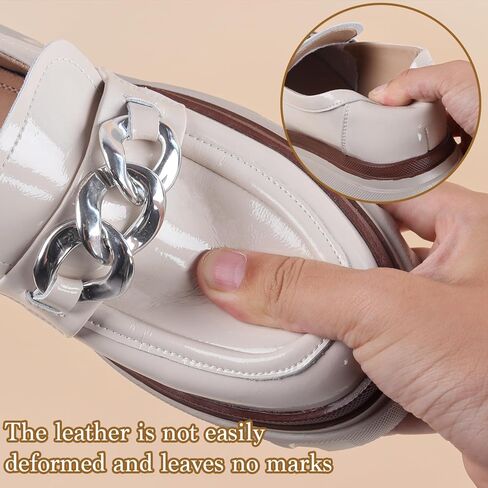 ADAMUM المتسكعون للنساء العروة وحيد منصة منتصف مكتنزة المتسكعون الكلاسيكية جولة اصبع القدم الانزلاق على مكتب سلسلة أحذية جلدية بدون كعب مريحة بيني عارضة الأحذية in Kuwait