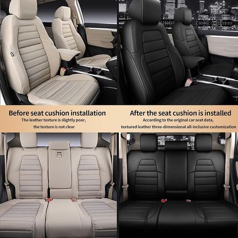AOMSAZTO Car Seat Cover Fit for Honda CRV 2015 2016 - Full Set CR-V Leather Seat Covers Beige in Kuwait