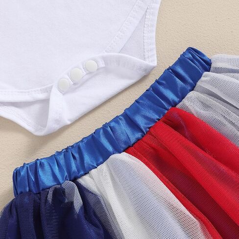 BemeyourBBs Newborn Baby Girl 4th of July Outfit Sunflower Romper Red White and Blue Tutu Skirt Set Headband Summer Clothes in Saudi Arabia