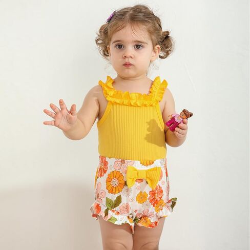 الوليد الطفل الفتيات ملابس طفل ملابس الصيف كشكش أكمام ارتداءها الأزهار السراويل لطيف الملابس مجموعة 3M 6M 12M 18M in Kuwait