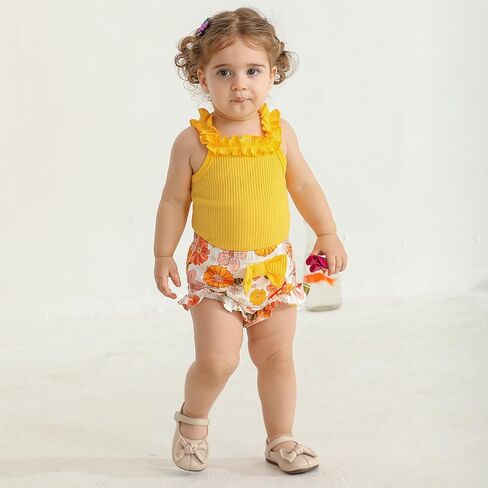 الوليد الطفل الفتيات ملابس طفل ملابس الصيف كشكش أكمام ارتداءها الأزهار السراويل لطيف الملابس مجموعة 3M 6M 12M 18M in Kuwait