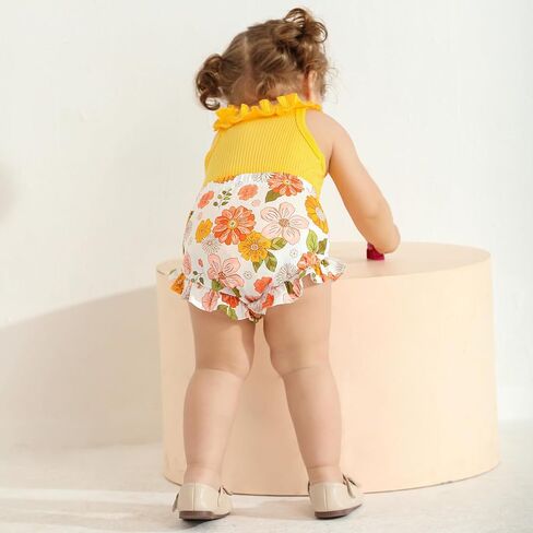 الوليد الطفل الفتيات ملابس طفل ملابس الصيف كشكش أكمام ارتداءها الأزهار السراويل لطيف الملابس مجموعة 3M 6M 12M 18M in Kuwait