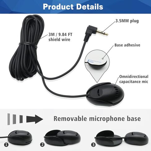 سيارة ميكروفون استبدال ل Boss بايونير Hieha Atoto Leadfan SJOYBRING راديو ستيريو بالسيارة الصوت والفيديو 3.5 مللي متر جاك بلوتوث ميكروفون in Kuwait