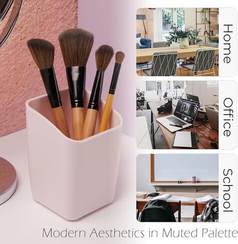 Y YOMA 1 حزمة حامل القلم للمكتب لطيف البلاستيك قلم رصاص كأس القلم الحاويات مربع المنظم التصميم الجمالي الحديث حل تخزين سطح المكتب للأقلام، وأقلام الرصاص، علامة، فرشاة ماكياج، موراندي الأحمر in Kuwait