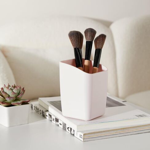 Y YOMA 1 حزمة حامل القلم للمكتب لطيف البلاستيك قلم رصاص كأس القلم الحاويات مربع المنظم التصميم الجمالي الحديث حل تخزين سطح المكتب للأقلام، وأقلام الرصاص، علامة، فرشاة ماكياج، موراندي الأحمر in Kuwait