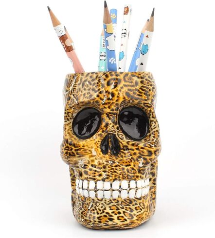 Creative Skull Head Makeup Brush Holder,Make Up Brush Case,Organizer Cosmetic Organizer,Pen Holder for Bathroom,Dressing room,Desk,Dorm (Black) in Saudi Arabia