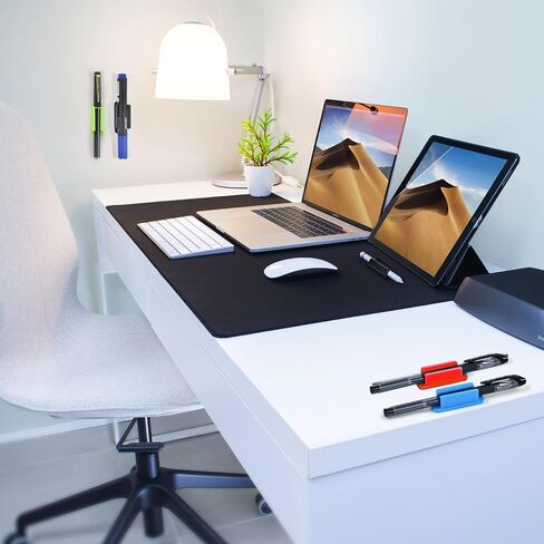 20 Pack Pen Holder Silicone,Adhesive Pen Holder for Desk,Marker Clip for Classroom Office Desk Accessories, Pencil Holder with 20 Double Sided Extra Sticky Tape (Black) in Saudi Arabia