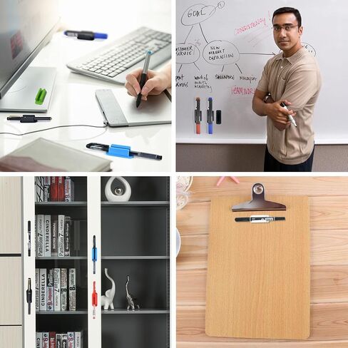 20 Pack Pen Holder Silicone,Adhesive Pen Holder for Desk,Marker Clip for Classroom Office Desk Accessories, Pencil Holder with 20 Double Sided Extra Sticky Tape (Black) in Saudi Arabia