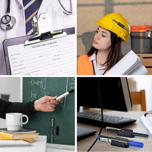 20 Pack Pen Holder Silicone,Adhesive Pen Holder for Desk,Marker Clip for Classroom Office Desk Accessories, Pencil Holder with 20 Double Sided Extra Sticky Tape (Black) in Saudi Arabia