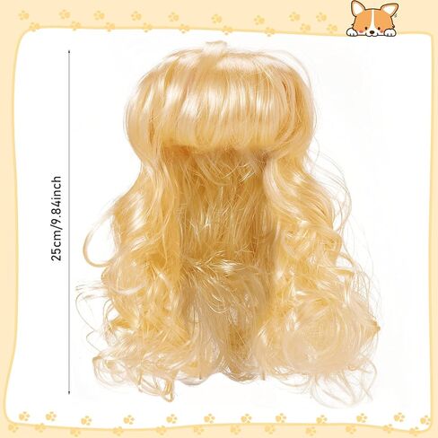 3 Pieces Pet Wigs Cats and Dogs Wigs Funny Cosplay Pet Headwear Dog Cat Wigs in Pink Orange Gold with Adjustable Elastic Bands for Pet Dog Cat Holiday Party Cosplay Costumes in Kuwait