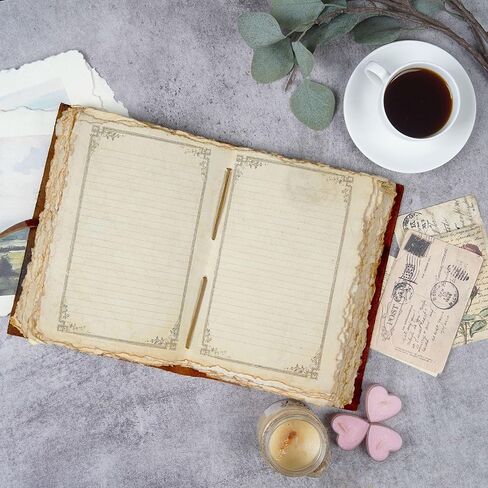 قرية الجلود مجلة جلدية خمر شجرة الحياة - مجلة جلدية ملزمة - ورقة حافة Deckle خمر - كراسة الرسم - مجلة للنساء والرجال - كتاب الظلال (بني متعثر، 8 بوصات × 6 بوصات) in Kuwait