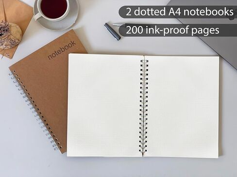 دفتر مجلة Le vent Dot مقاس 8.5 × 11-2 حزمة من دفاتر الملاحظات الحلزونية المنقطة مقاس A4 لتدوين اليوميات والكتابة والرسم - 200 صفحة من ورق سميك ومقاوم للحبر 100 جرام في المتر المربع - إعادة تعبئة المجلة in Kuwait