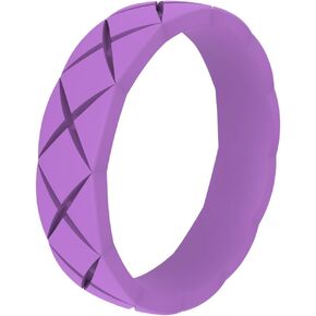 ROQ Silicone Rubber Wedding Ring for Women, Comfort Fit, Women's Wedding Band, Breathable Rubber Engagement Band, 5mm Wide 2mm Thick, Crosshatch, Single, Multi Colors and Sizes