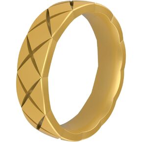 ROQ Silicone Rubber Wedding Ring for Women, Comfort Fit, Women's Wedding Band, Breathable Rubber Engagement Band, 5mm Wide 2mm Thick, Crosshatch, Single, Multi Colors and Sizes