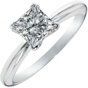 Clara Pucci 3.0 ct Brilliant Princess Cut Solitaire Genuine Moissanite Flawless Ideal VVS1 D 4-Prong Engagement Wedding Bridal Promise Anniversary Ring in Solid 14k White Gold for Women