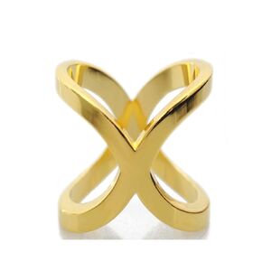 Women's Elegant X Shape Silk Scarf Clip Ring Scarves Buckle Holder for Wedding Party (Gold)