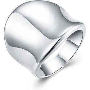 SWBRJ Classic Plain Full Finger Wide Band Ring for Women Girls,S925 Sterling Silver Cocktail Party Ring Jewelry Gift for Her
