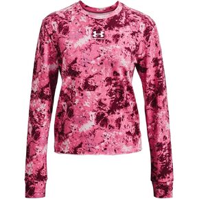 Under Armour Rival Terry Print Crew (Pace Pink-White, Large)