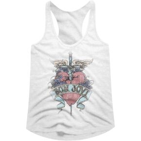 Bon Jovi Rock Band Heart Pierces with Cross Womens Racerback Tank Top Tee