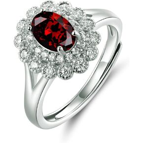 JIANGXIN 925 Sterling Silver Anniversary Ring Princess Diana Royal Engagement Platinum Plated Fine Jewelry for Women Adjustable size 6 7 8 9