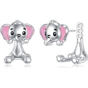 Axolotl Frog Elephant Stud Earrings for Women 925 Sterling Silver Cute Animal Earrings Axolotl Frog Elephant Jewerly Gifts for Women Girls Christmas Birthday