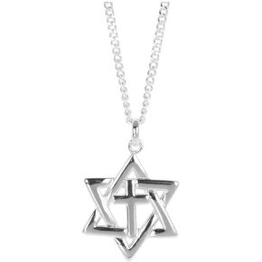 Dicksons House Of David Intricate Star Cross Silver-Plated 24-Inch Pendant Necklace