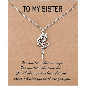 Sister Gifts Butterfly Necklace for Sister Sterling Silver Faith Pendant Necklace for Sister Birthday Gift for Best Friend Christmas Long Distance Jewelry Gifts for Girls Women in Kuwait