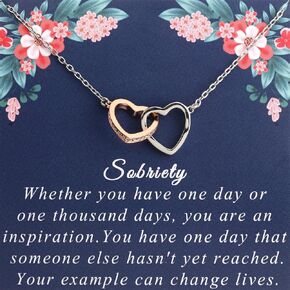 PLITI Sobriety Gift Addiction Recovery Gift AA Alcoholics Anonymous Gift 12 Step Gift Sober Sobriety Interlocking Heart Necklace