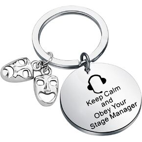 TGBJE Stage Manager Gift Keep Calm And Obey Your Stage Manager Keychain Drama Gift Comedy Tragedy Gift Theater Lover Gift