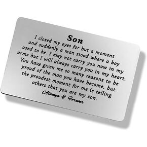 Son Inspirational Gift to My Son Wallet Card from Mom Dad, Gift for Son with Mini Love Note, Son Birthday Gift, Graduation Gift, Son Christmas Deployment Gift, Proud of Son Gift