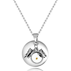 Uloveido Simple Mountain Necklace Mustard Seed Pendant, Stainless Steel Mountain Range Necklace Jewelry, Nature Necklace Y634