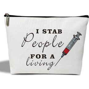 حقيبة مكياج ltazhyi، I Stab People for a Living - حقيبة مكياج للسفر بسحاب، هدية تقدير للممرضة، هدية أسبوع الممرضة لممرضات التمريض RN، حقيبة أدوات الزينة وإكسسوارات السفر -04 in Kuwait