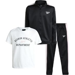 Reebok Boys' Tracksuit - 3 Piece Tricot Zip Sweatshirt, Jogger Sweatpants, T-Shirt - Activewear Outfit Set for Boys (8-12)