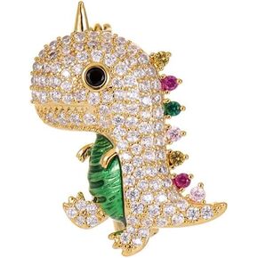 Cute Dinosaur Sparkly CZ Brooches Pins Delicate Luxury Cartoon Animal Brooch Classic for Party Dance Banquet for Women Ladies Girls Dainty Elegant Beautiful Lapel Pins Scarf Clips Collar Neck Tie Dress Suit Shirt Ceremony Clothes Accessories Jewelry Mothe