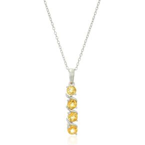Amazon Collection Womens Sterling Silver Created Gemstones Four Stone Pendant Necklace in Saudi Arabia