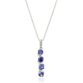 Amazon Collection Womens Sterling Silver Created Gemstones Four Stone Pendant Necklace
