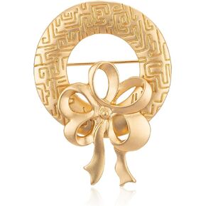 RareLove Gold Flower Vintage Wreath Christmas Brooch Gold Brooch for Ellen Griswold Christmas Costumes, Alloy Plated Big Size Brooches for Women, Vintage Pins,Christmas Jewelry